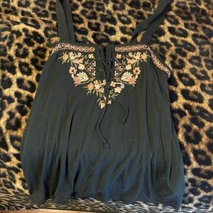 American eagle black lace up top